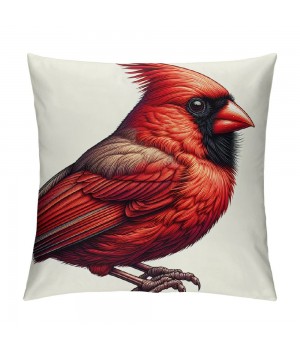  Throw pillow Covers Oil Painting Lovely Cardinal Bird with Green Plant Super Soft Decorative pillow Cover Square White Background pillow Case for Home Sofa Couch