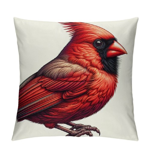  Throw pillow Covers Oil Painting Lovely Cardinal Bird with Green Plant Super Soft Decorative pillow Cover Square White Background pillow Case for Home Sofa Couch