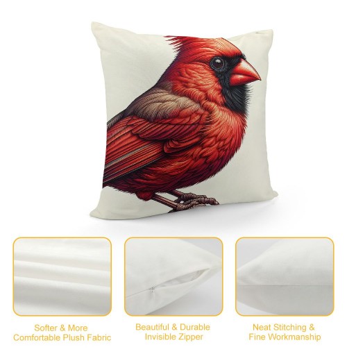  Throw pillow Covers Oil Painting Lovely Cardinal Bird with Green Plant Super Soft Decorative pillow Cover Square White Background pillow Case for Home Sofa Couch