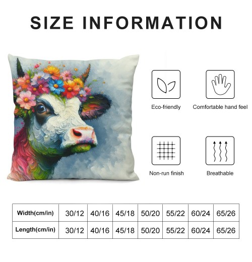 Smilayrd Farm Animal Farmhouse pillow Covers Oil Painting Lovely Cow with Decor Throw pillow Case Rustic Country Animal Cushion Cover Outdoor for Sofa