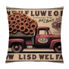 Ulloord  Vintage Red Truck pillow Cover Wood Grain with Sunflowers Pattern Decorative Throw pillowcase Square Cushion Covers Decor Rustic Home Sofa