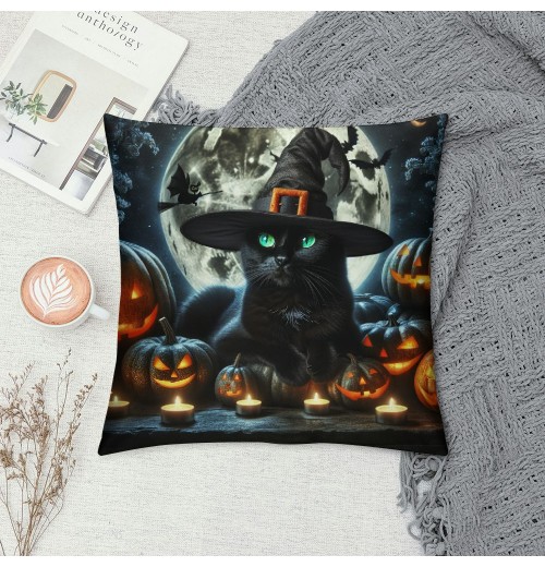  Halloween Throw pillow Case Pumpkin Decorative Home pillow Covers Witch Hat Square pillowcase Decor Men Women Sofa Bed