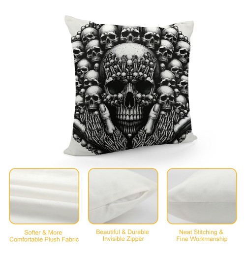 Retro White Head Throw pillow Covers Halloween Party Decorative Couch Cushion Cover Skull pillow Case