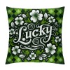  St. Patrick’s Day Throw pillow Covers Cushion Cover White pillow Cases Green Black Buffalo Plaid Decorative pillowcase for Home Decor