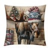 Ulloord Vintage Wood Background Wildlife Elk Moose Bear Squirrel Throw pillow Covers Square Decorative pillowcase Merry Christmas Animal Winter Farmhouse Home Decor