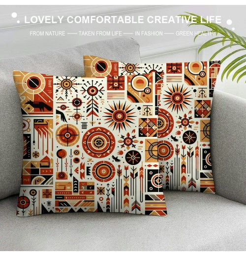 Ulloord Throw pillow Covers African Tribe Ethnic Series Patchwork Style with Cultural Ancient Motifs Print Decorative Cushion Cases Outdoor pillowcases Home Decor