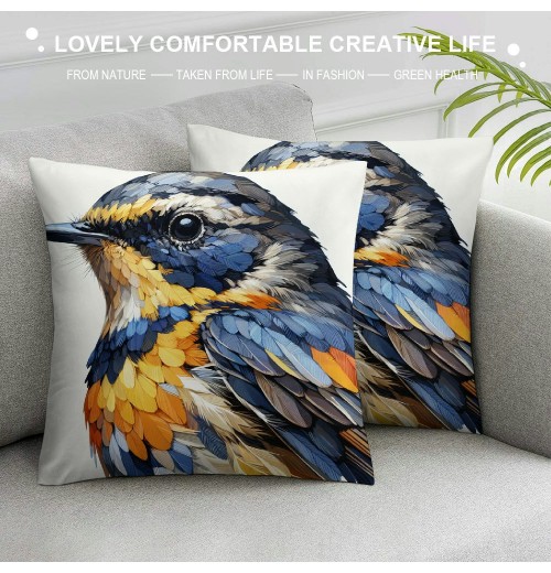 Ulloord Throw pillow Covers Robin Bird in Tree Branch Decorative Super Soft Oil Painting Floral Tree Bird Animal pillow Case Cushion Cover