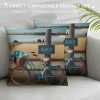 Ulloord Beach Blue Bike Throw pillow Covers Summer Coastal Bicycle Decorative Vintage Outdoor pillow Covers Cushion Cover&nbsp;Slippers Print Decor Sofa Couch