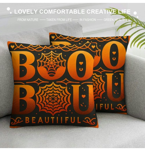  Halloween pillow Cover Happy Halloween Throw pillow Covers,Boo Pumpkin Quote pillow Case,Home Decor Cushion Cover