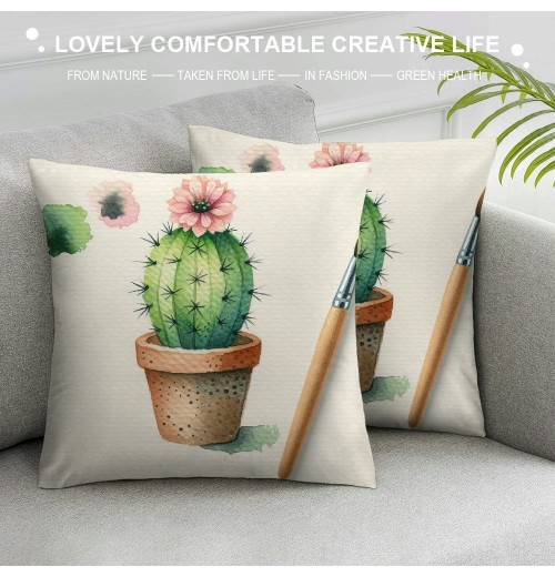 Ulloord  Tropical Plants Style Throw pillow Covers Succulents Cactus Decorative pillow Covers Summer pillowcase Cushion Cover for Home Garden Sofa