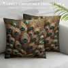 Ulloord &nbsp;Peacock Feathers Decorative Throw pillow Covers pillows Case Square Oil Painting Cushion Cover pillowcases with Zipper Home Decor&nbsp;Couch Patio Super Soft 