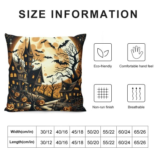 Ulloord  Throw pillow Covers Vintage Halloween Bat Ghost Decorative pillow Cover Halloween Night Decorative Home Sofa Cushion Cases pillowcase