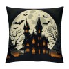 Ulloord Halloween Party Throw pillow Cover with Cat&nbsp;Witch&nbsp;Castle Print Decorative Halloween Home pillow Case Cushion Cover (Ha- Animal Set)