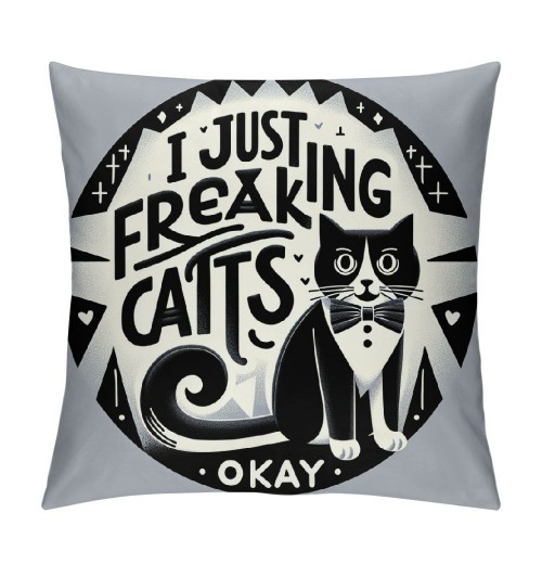 Ulloord Cat Kitty Themed pillowcase Decorations for Home, Funny Quote I Just Freaking Love Tuxedo Cats Okay Throw pillow Cover, Tuxedo Cats Gifts, Cat Lover Gifts