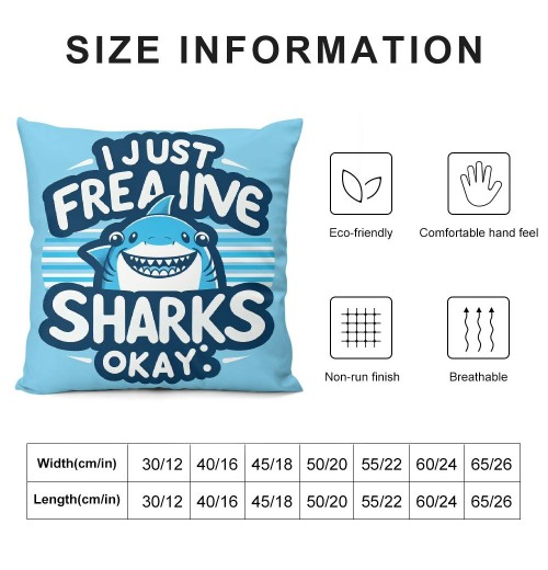 Ulloord Farmhouse Sharks Ocean Animals Themed pillowcase Decorations for Home, I Just Freaking Love Sharks Okay Shark Throw pillow Cover, , Shark Lover Gifts