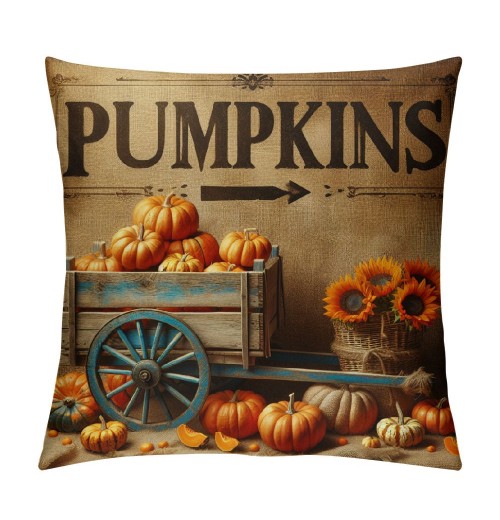 Ulloord Farm Fresh Pumpkin Apple Throw pillow CoverVintage Thanksgiving Sunflower Flower Cushion Cover Fall Autumn pillows Case