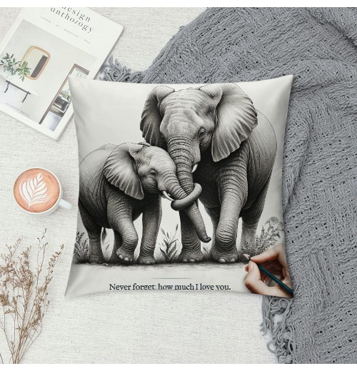 Ulloord Elephant Love Themed pillowcase Decorations for Home, Baby Elephant Never Forget How Much I Throw pillow Cover, Valentine’s Day Gifts, Elephant Lover Gifts