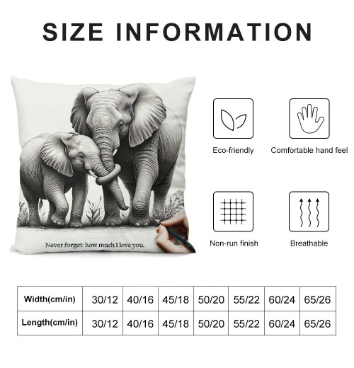 Ulloord Elephant Love Themed pillowcase Decorations for Home, Baby Elephant Never Forget How Much I Throw pillow Cover, Valentine’s Day Gifts, Elephant Lover Gifts