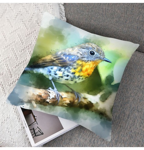 Ulloord Vintage Watercolor Birds Decorative Farmhouse pillow Cover Birds&nbsp;are Singing&nbsp;Square Outdoor Throw pillow Cushion Cover 