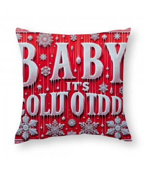 Ulloord Baby It's Cold Outside Christmas Snowflake Throw pillow Cover Super Soft Red Decorative pillow Covers Cushion Case Home Sofa Couch