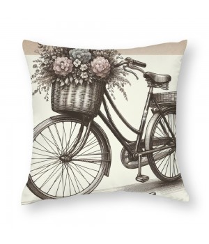 Ulloord Vintage&nbsp;Bicycle Bike Throw pillow Covers for Home Sofa Couch &nbsp;Decorative Cushion Cover Square Pcases Blue Green Bike Outdoor Decor