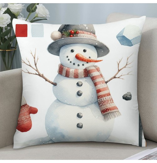 Ulloord  pillow Covers Super Soft Christmas Snowman Throw pillow Covers Xmas Party Home Decor pillowcase Cushion Cover