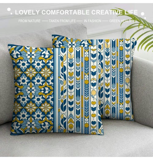 Ulloord Modern Throw pillow Covers Home Sweet Home Decorative pillow Cover Geometry pillow Cases Navy Yellow Cushion Cover Sofa Outdoor Farmhouse pillows Cover