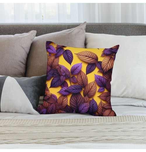  Throw pillow Covers for Couch and Bed Leaves of Palm Tree Growth Ecology Botany Decorative Square Home Decor Accent pillow Case Purple-Brown