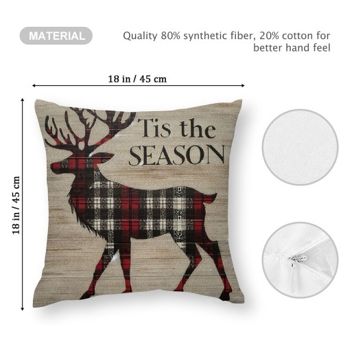 Ulloord Christmas pillow Covers Red Black Buffalo Plaids pillow Covers Cushion Case Throw pillow Cases for Christmas Sofa Couch