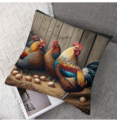  Farm Animals pillow Cover Vintage Rustic Farmhouse Watercolor Rooster Eggs pillow Cases Cushion Cover for Home Sofa Couch