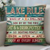 Ulloord  Funny Words Lake Rules Lettering pillow Covers Retro Wooden Decorative pillowcase Cushion Cover Home Sofa