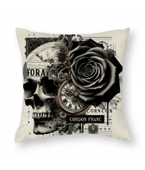 Halloween Skull pillow Covers Home Decoration Square Throw pillow Case Cushion Cover Skull Laciness Retro Style Toss Throw pillowcase for Home Halloween Party Gifts(Skull)