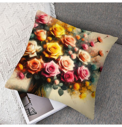 Ulloord  Floral Farmhouse pillow Covers Vintage Tulip Daisy Peonies Flowers Decorative Spring pillow Covers Outdoor Flower pillow Cases Modern Linen Cushion Cover for Sofa