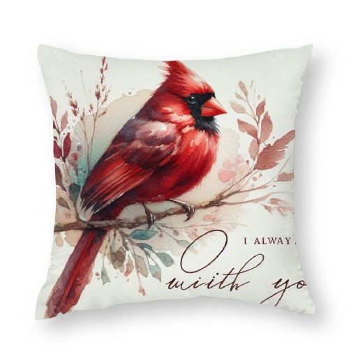 Ulloord  Throw pillow Covers Red Cardinal Bird Resting on The Tree Branch with I am Always with You Sweet Quote Decorative pillow Covers Super Soft Square pillowcase Cushion Cover