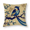 Ulloord  Vintage Rustic Birds Floral Throw pillow Cushion Cover Watercolor Blue Birds with Poppies Flowers Blooming pillow Covers pillow Case for Home Sofa