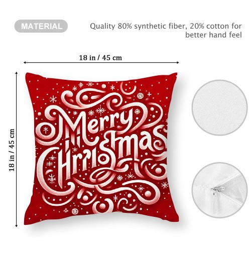 Ulloord  Merry Christmas pillow Covers Series pillow Cover Red Christmas Square pillow Case Linen Blessing pillowcase for Sofa Couch Decorations