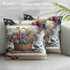 Ulloord  Patriotic Farmhouse pillow Covers Spring Floral Decor Independence Day Throw pillow Cover Square Sweet Home pillow Cases American Flag Modern Cushion Cover