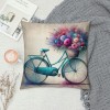 Ulloord  Vintage&nbsp;Bicycle Bike Throw pillow Covers for Home Sofa Couch Spring Flower Decorative Cushion Cover Square Pcases Blue Green Bike Outdoor Decor