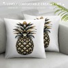 Ulloord  Pineapple pillow Covers Summer Beach Decorative Throw pillow Case Gold Pineapple in Black White Stripes pillow Case Square Cushion Cover for Sofa Bedroom