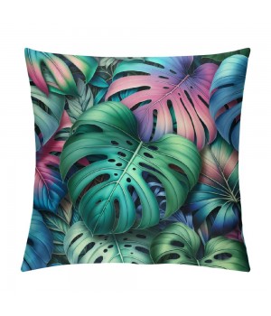 Ulloord  Green Leaves pillow Covers Tropical Palm Leaf Decorative Throw pillow Case Summer Cushion Cover for Home Bench/Couch/Sofa