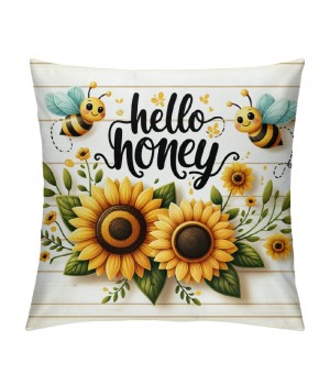  Home Sweet Home Farmhouse pillow Covers Rustic Sunflower Throw pillow Covers&nbsp; Bee Farm pillow Case Outdoor Yellow Floral Cushion Cover for Sofa