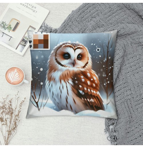 Ulloord  pillow Covers Super Soft Cute Animal Owl Throw pillow Covers Winter Snow Decor pillowcase Cushion Cover