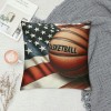 Vintage Rustic American Flag with Basketball Throw pillow Cover for Independence Day Decorative pillow Covers Throw pillow Case Patriotic Cushion Cover