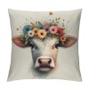 Ulloord  Farmhouse Cow pillow Covers Vintage Watercolor Animal Print Decor pillows case Cushion Cover Decorations Kids Sofa Bed Office(Cow Floral)