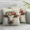 Ulloord  Farmhouse Cow pillow Covers Vintage Watercolor Animal Print Decor pillows case Cushion Cover Decorations Kids Sofa Bed Office(Cow Floral)