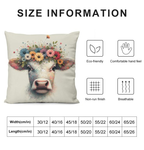 Ulloord  Farmhouse Cow pillow Covers Vintage Watercolor Animal Print Decor pillows case Cushion Cover Decorations Kids Sofa Bed Office(Cow Floral)