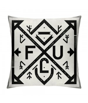 Ulloord  pillow Covers Funny Quote F k Compass Pattern Throw pillow Case Sofa Cushion Cover Square