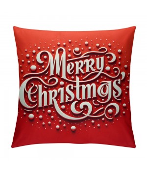 Ulloord Merry Christmas pillow Covers Series pillow Cover Red Christmas Square pillow Case Linen Blessing pillowcase for Sofa Couch Decorations