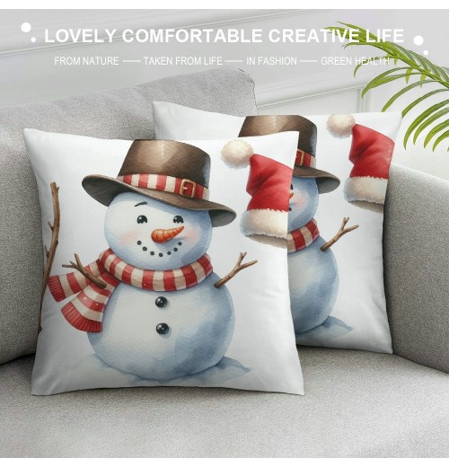 Ulloord  pillow Covers Super Soft Christmas Snowman Throw pillow Covers Xmas Party Home Decor pillowcase Cushion Cover