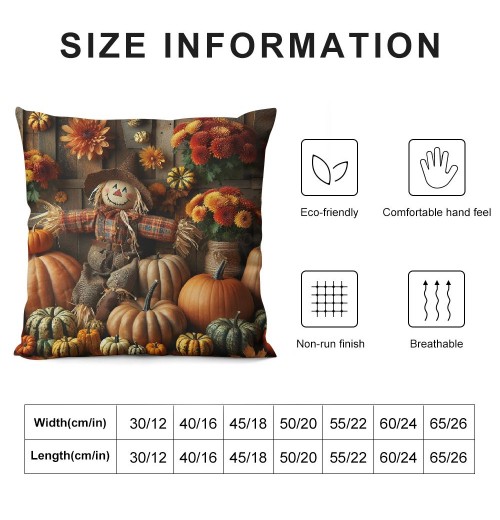 Ulloord pillow Covers Pumpkin Sunflower Fall Leavers Scarecrow Wreath Decorative Throw pillow Cover Vintage Wood Grain pillowcase Cushion Cover